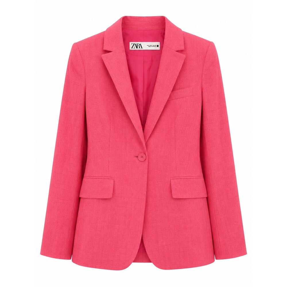 ZARA WOMAN BUTTONED TAILORED BLAZER FITTED FUCHSIA HOT PINK SIZE S / $129